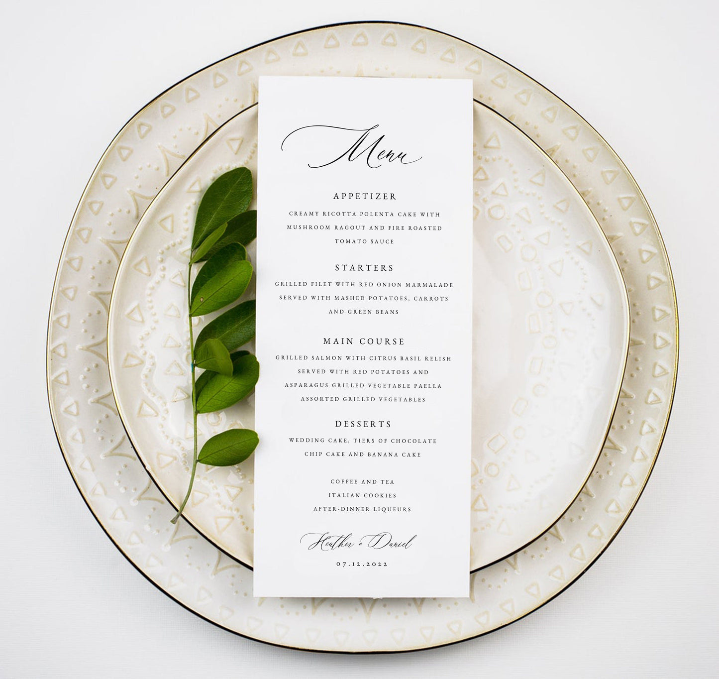 Heather Calligraphy Wedding Menu Template