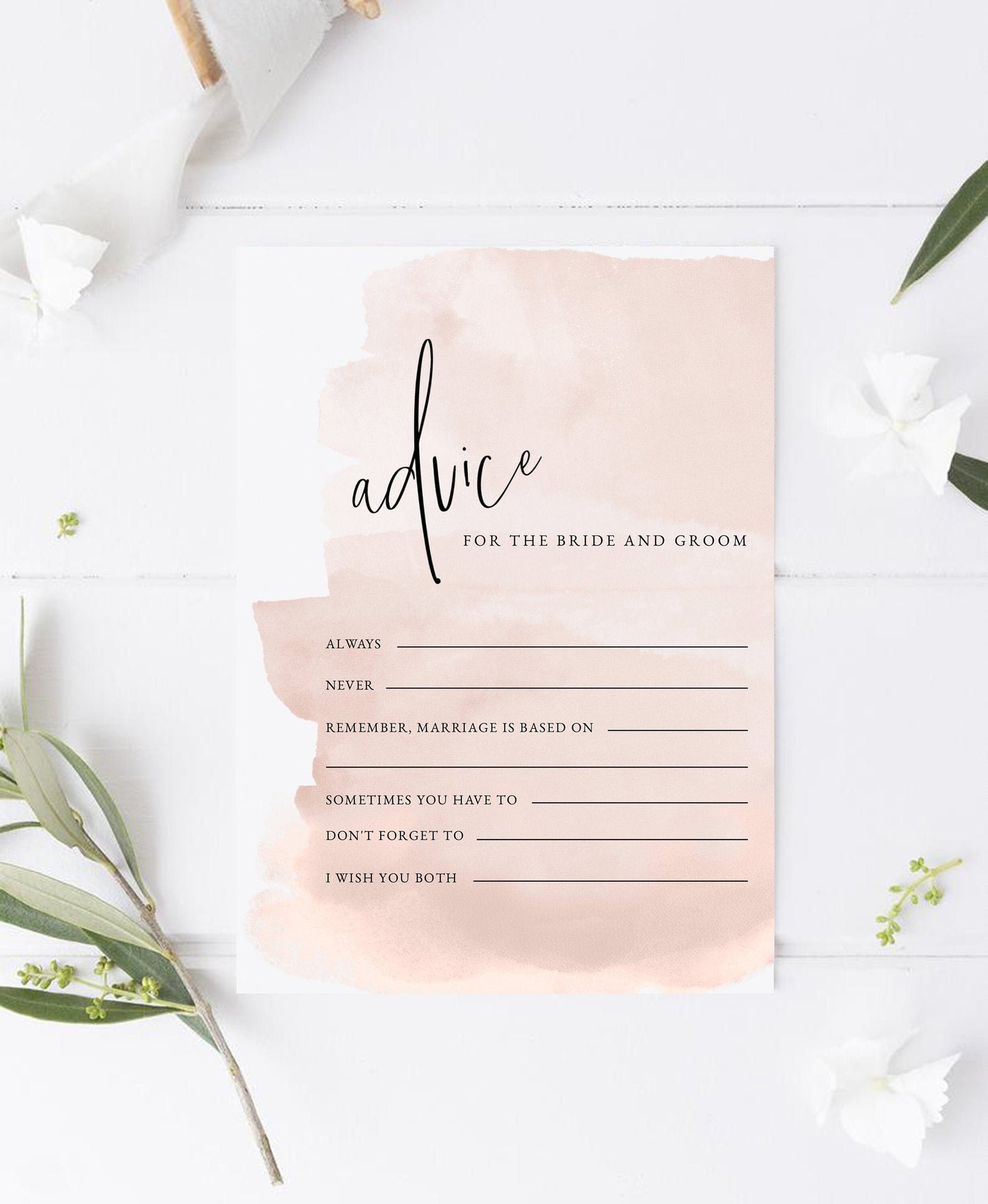 Samantha Modern Bridal Shower Advice Card Template