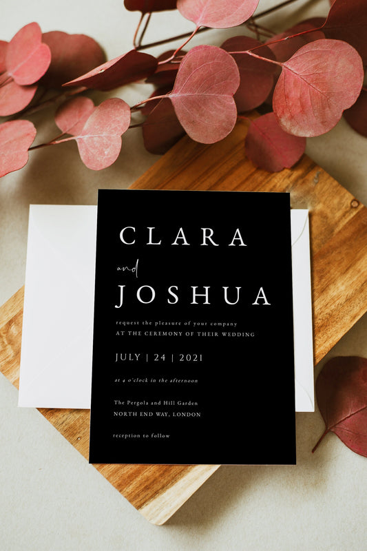 Clara Black Wedding Invitation Template