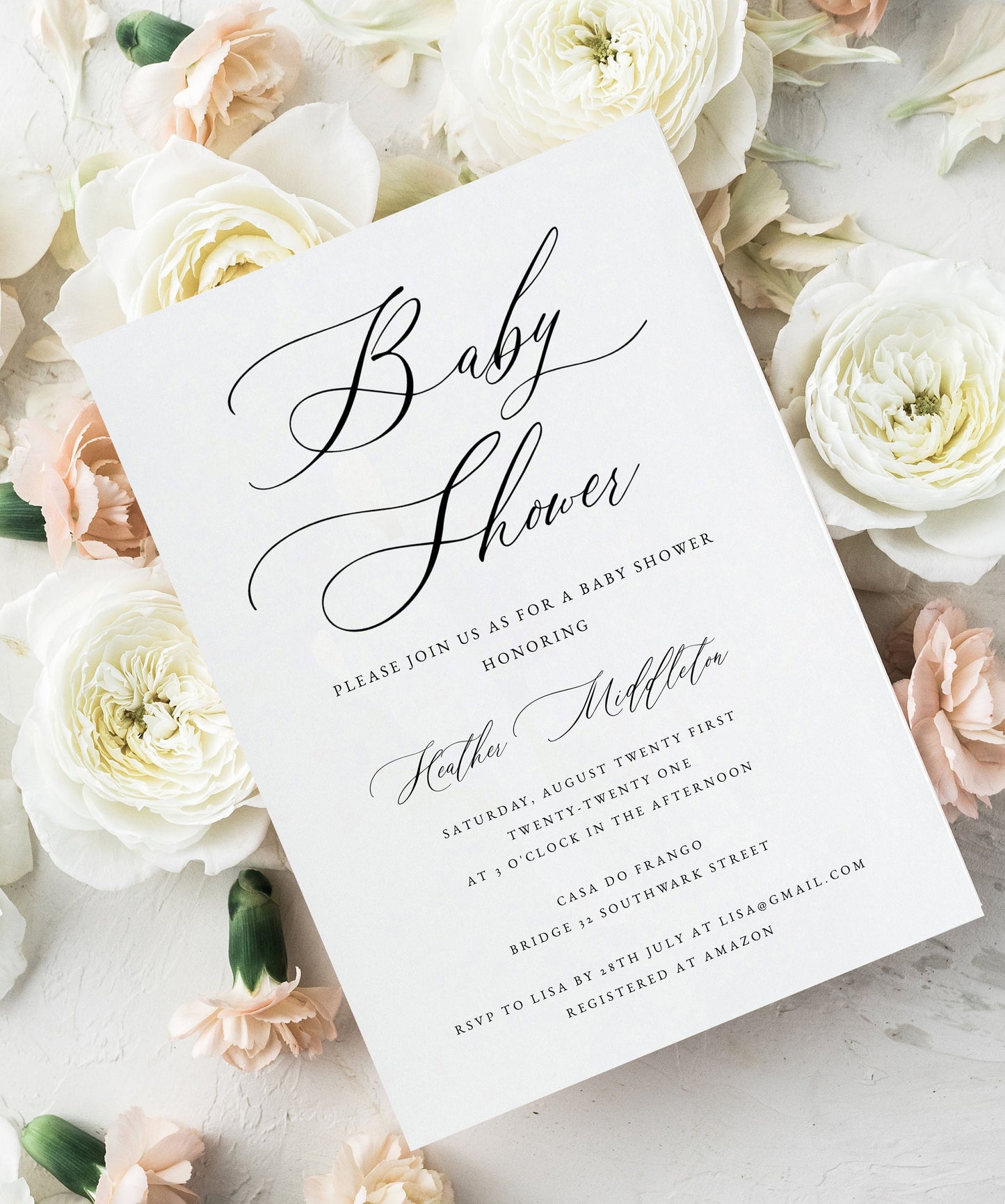 Heather Minimalist Baby Shower Invitation