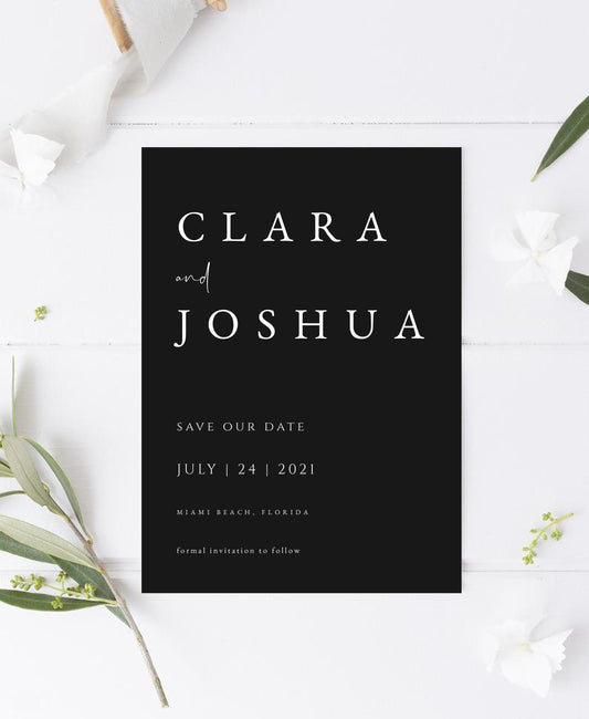 Clara Black Save the Date Template