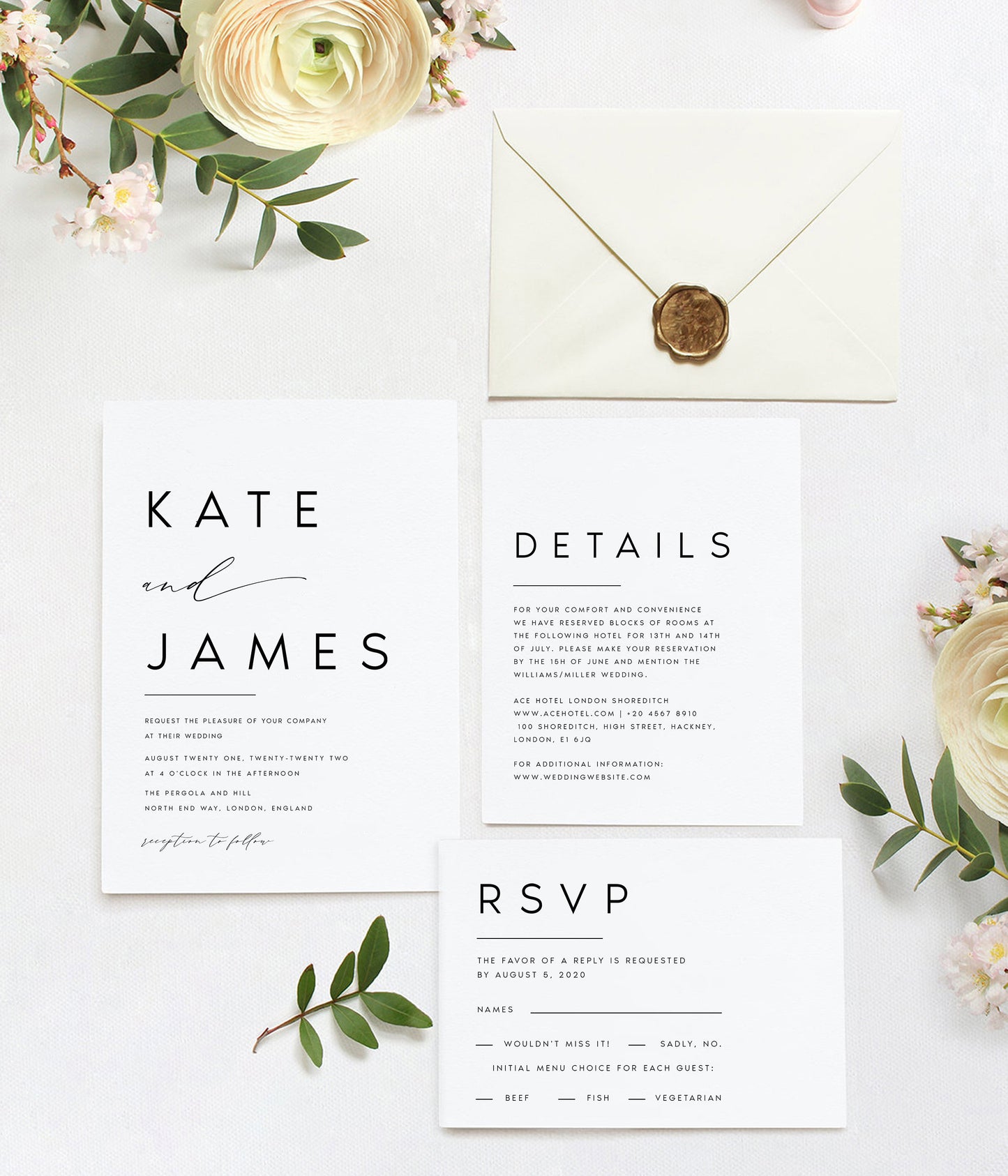 Kate Wedding Invitation Set Template