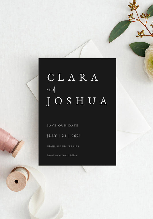 Clara Black Save the Date Template