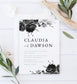 Claudia Black and White Wedding Invitation Template