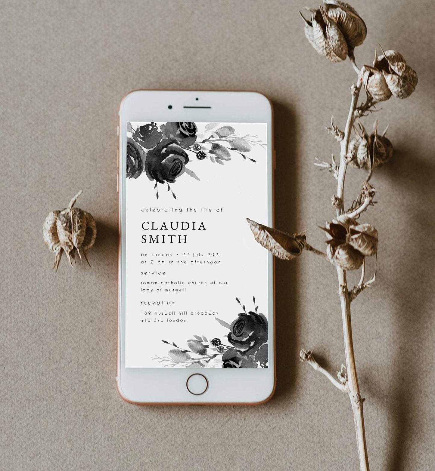 Claudia Floral Electronic Funeral Announcement