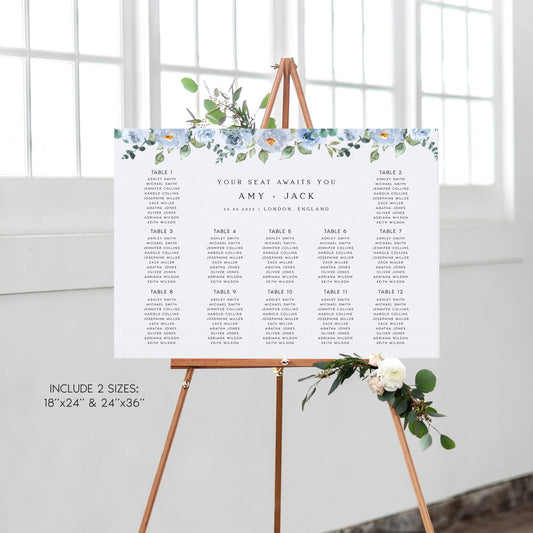 Amy Seating Plan Template Baby Blue Floral