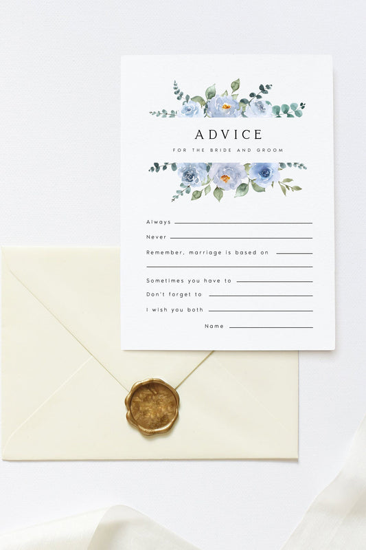 Amy Blue Bridal Shower Advice Card Template