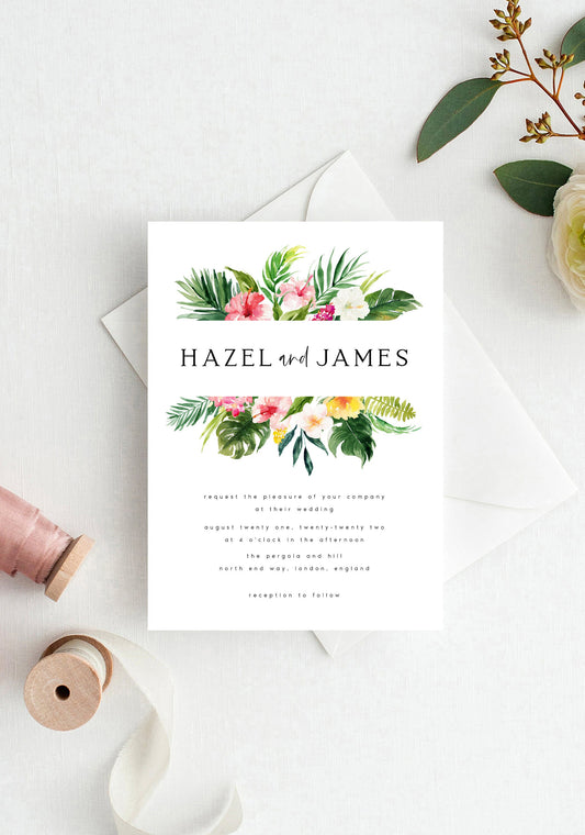 Hazel Tropical Wedding Invitation Template