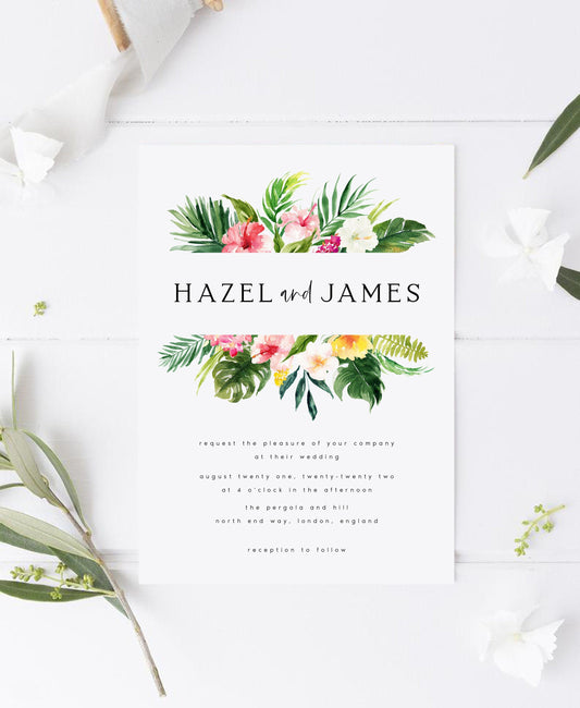 Hazel Tropical Wedding Invitation Template