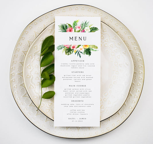 Hazel Tropical Wedding Menu Template