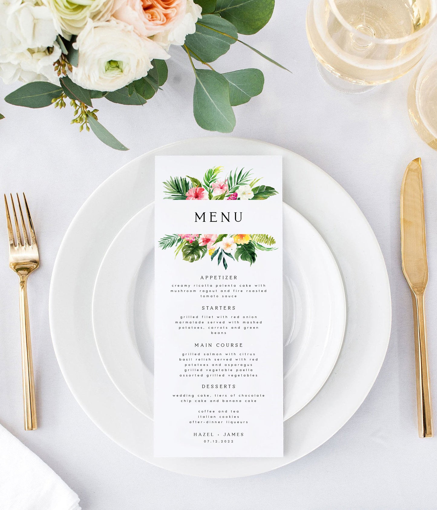 Hazel Tropical Wedding Menu Template