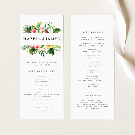 Hazel Tropical Wedding Program Template