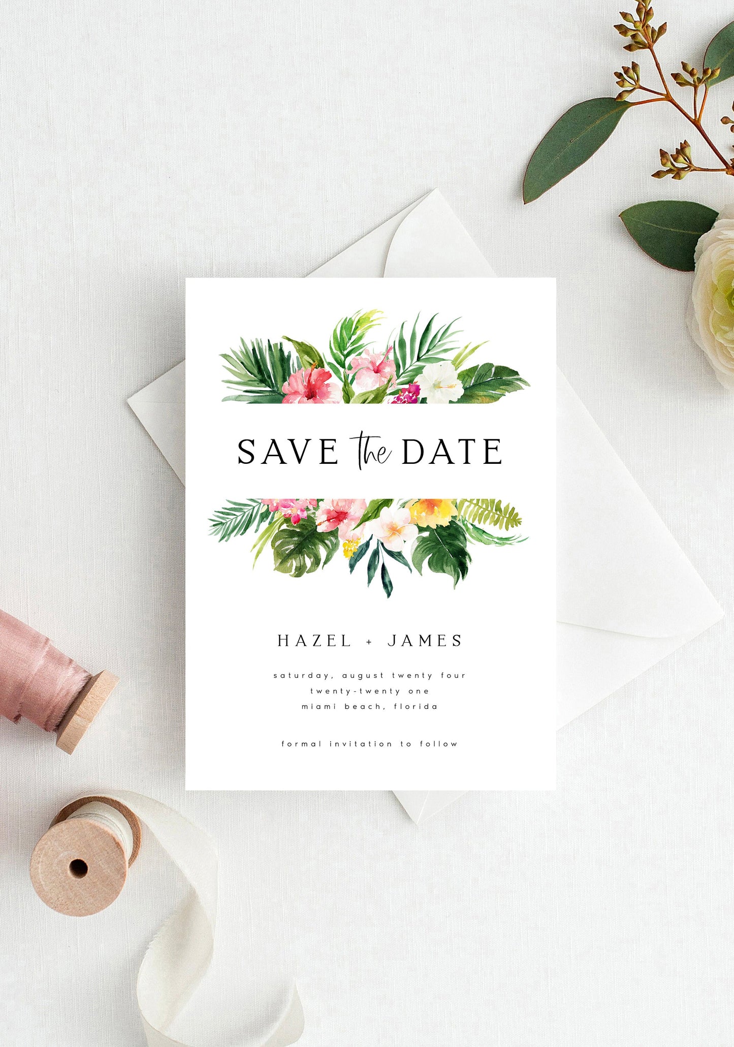 Hazel Tropical Save the Date Template