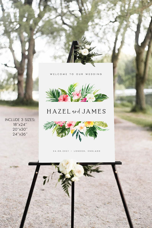 Hazel Tropical Wedding Welcome Sign