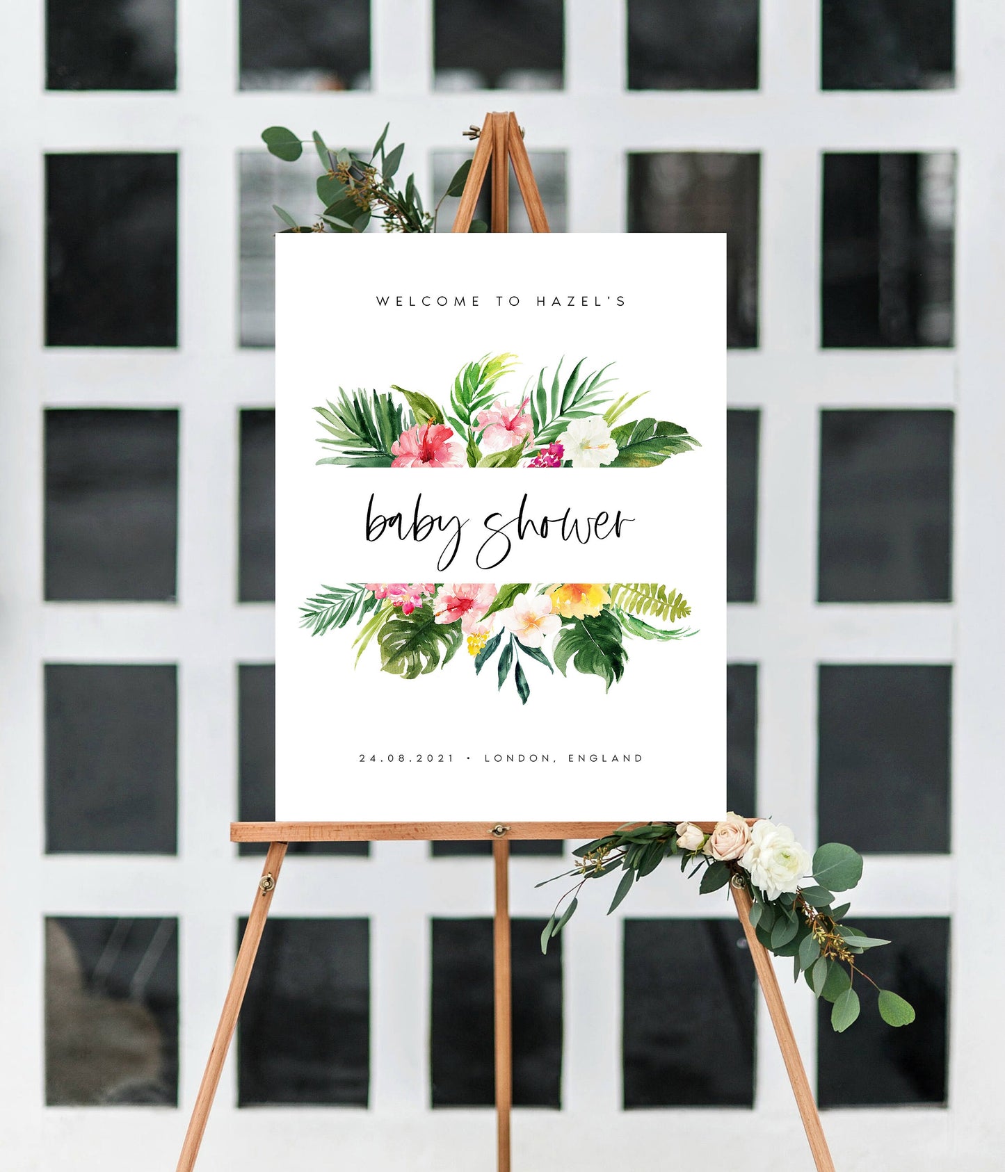 Hazel Tropical Baby Shower Welcome Sign PRINTABLE