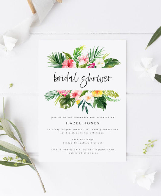 Hazel Tropical Bridal Shower Invitation Template