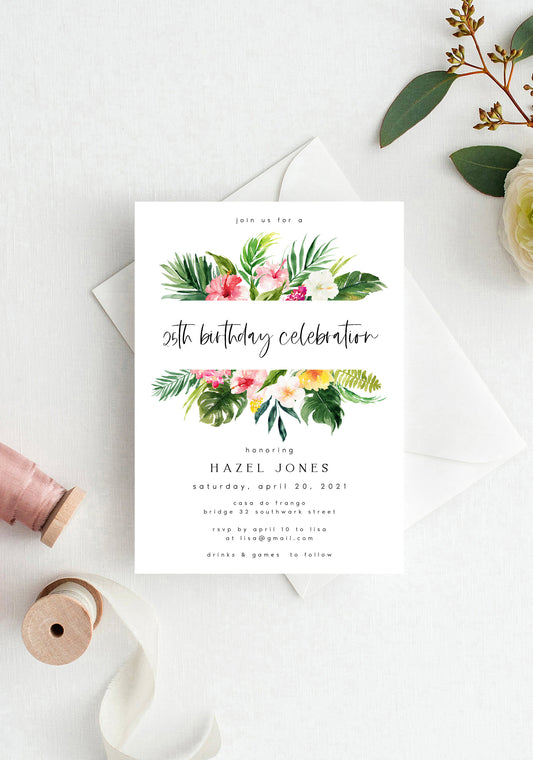 Hazel Tropical Birthday Party Invitation Template