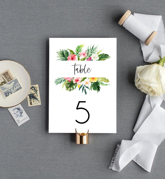 Hazel Tropical Table Number Template