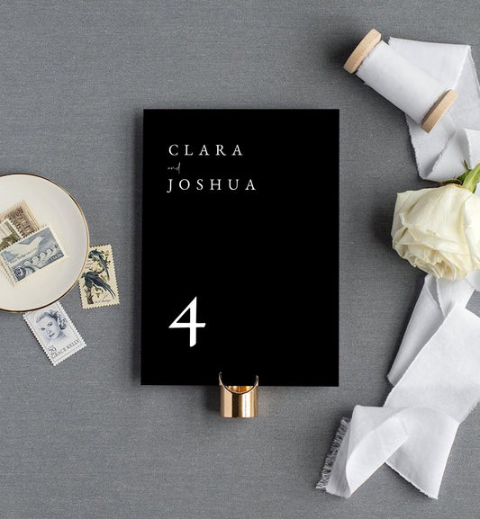 Clara Modern Black Wedding Table Number Template