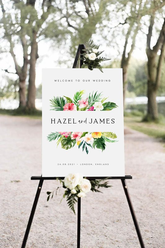 Hazel Tropical Wedding Welcome Sign