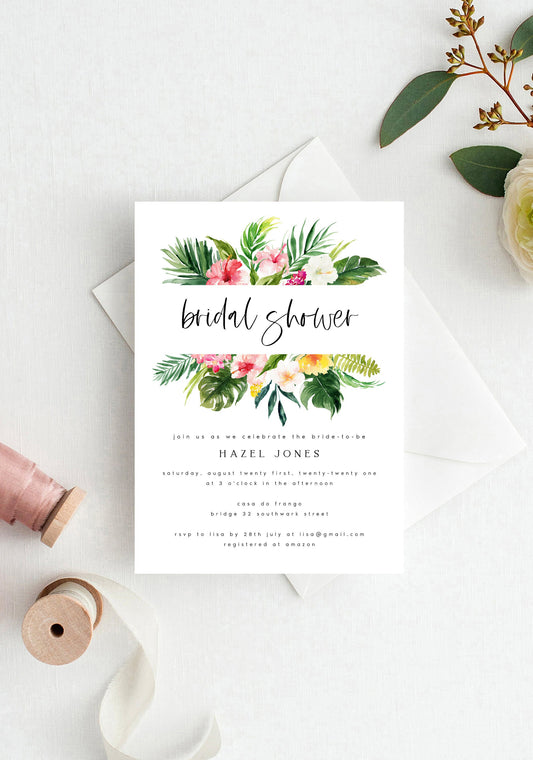 Hazel Tropical Bridal Shower Invitation Template