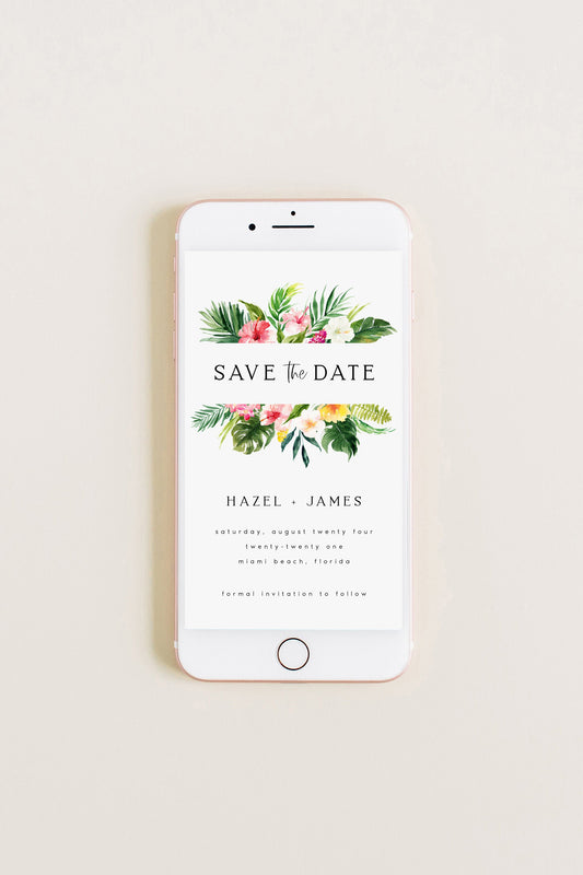 Hazel Tropical Save the Date Evite Template