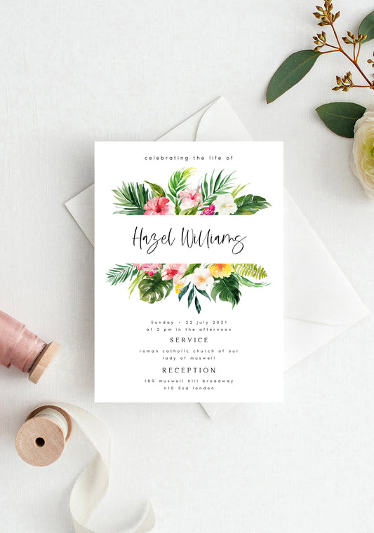 Hazel Tropical Funeral Invitation Template