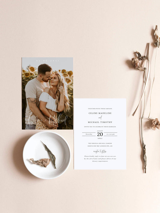 Modernist Wedding Invitation Set Template