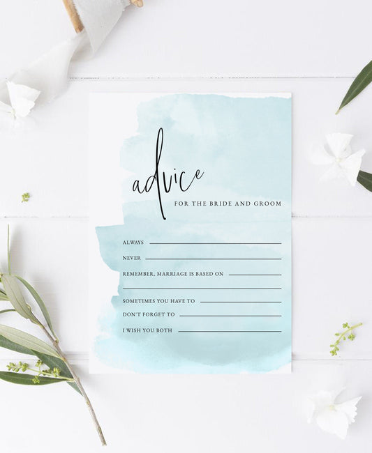 Agatha Baby Blue Bridal Shower Advice Card Template