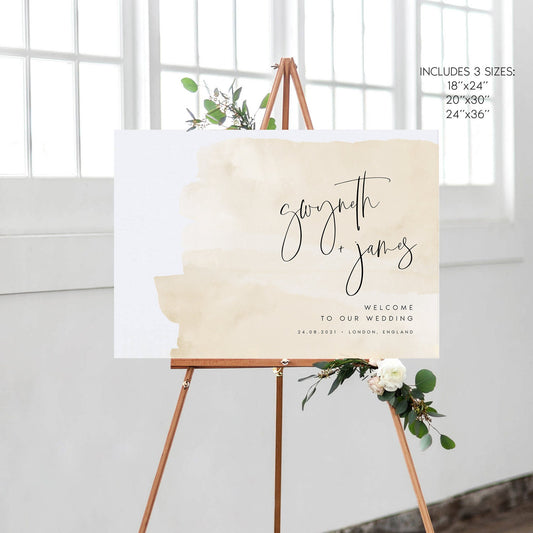 Gwyneth Beige Horizontal Wedding Welcome Sign