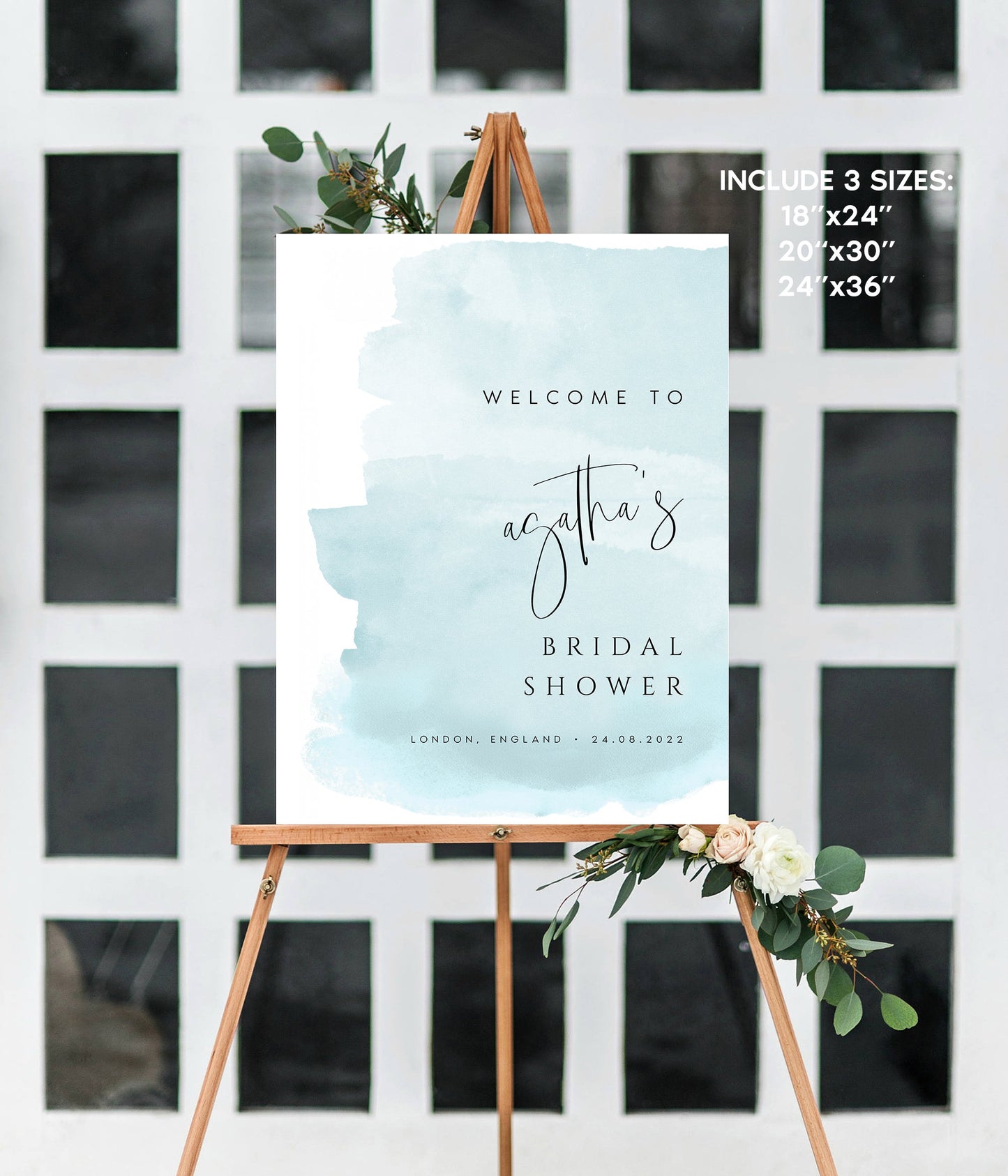 Agatha Baby Blue Bridal Shower Welcome Sign