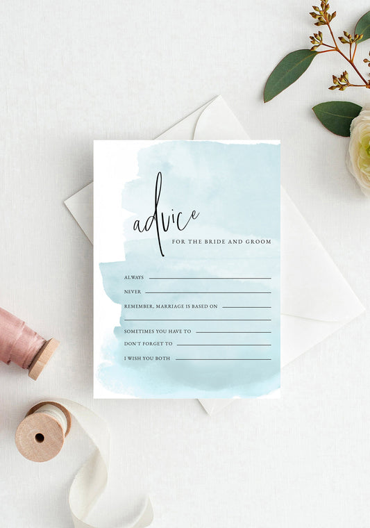 Agatha Baby Blue Bridal Shower Advice Card Template