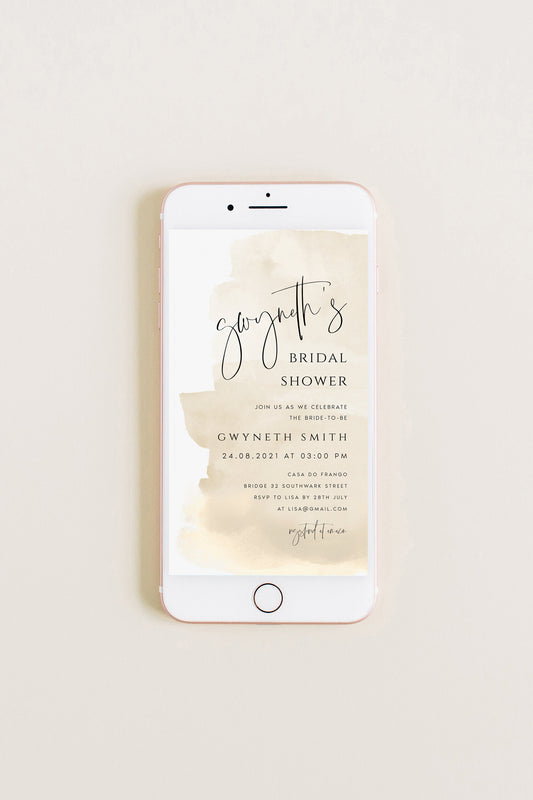 Gwyneth Beige Text Message Bridal Shower Invitation Template