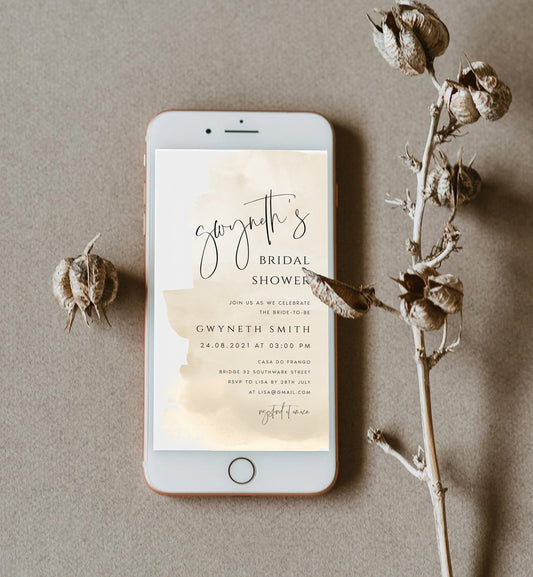 Gwyneth Beige Text Message Bridal Shower Invitation Template