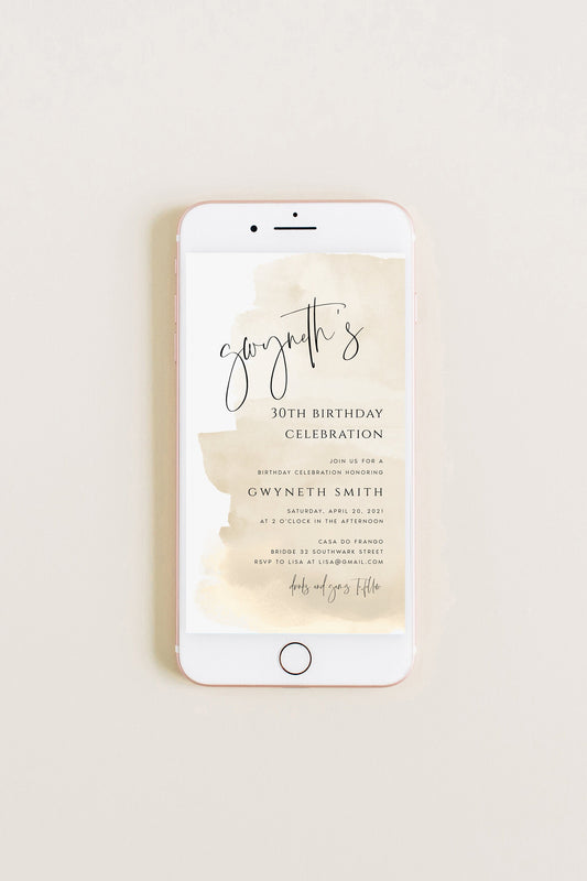 Gwyneth Beige Electronic Birthday Party Invitation