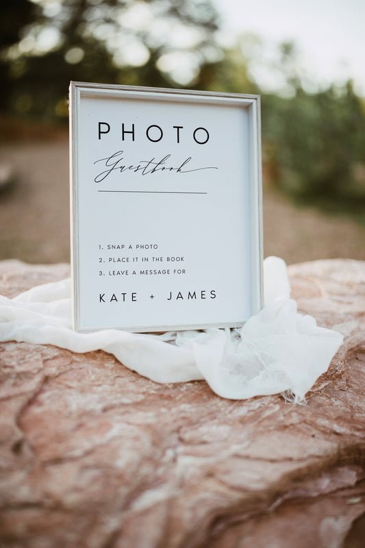 Kate Editable Modern Wedding Photo Guestbook Sign Template