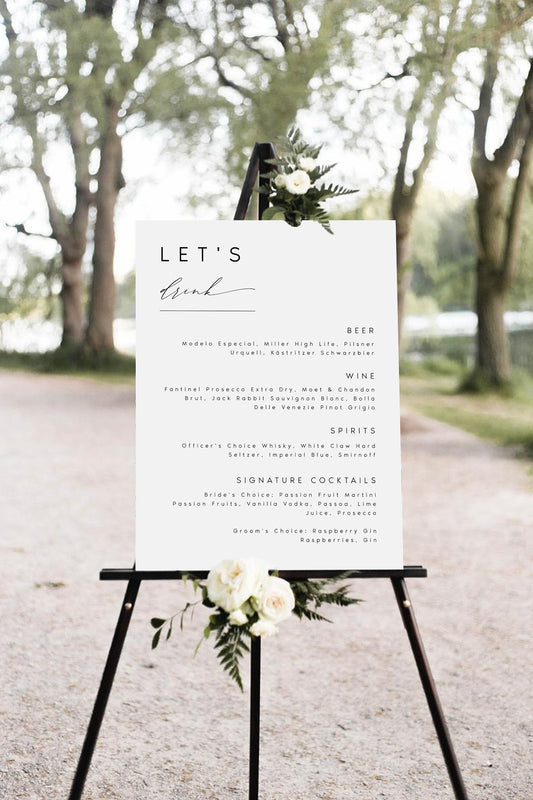 Kate Editable Wedding Bar Menu Sign