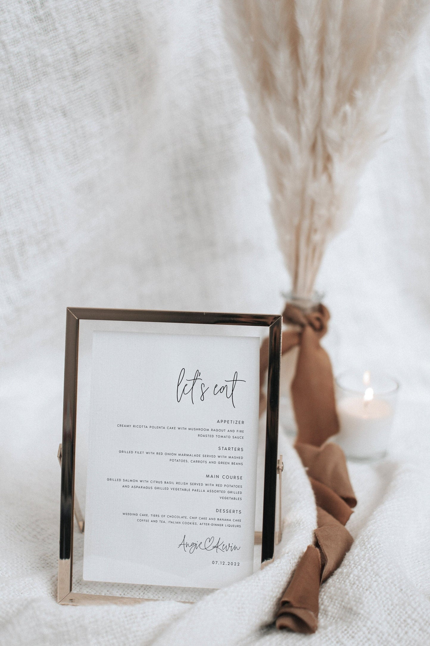 Angie Tabletop Wedding Menu Template