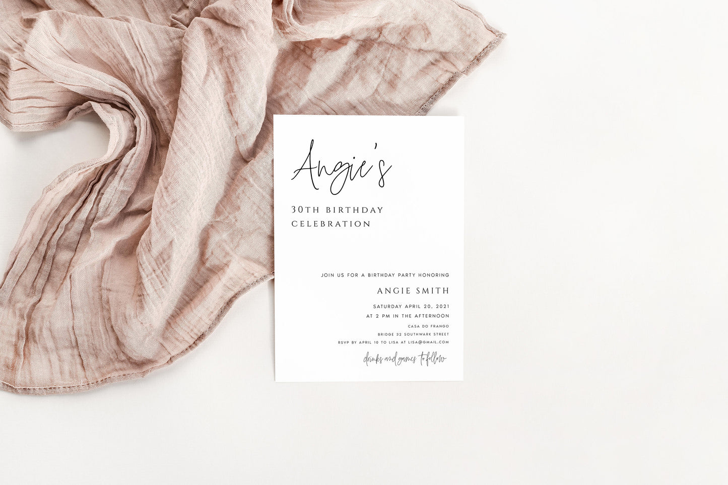 Angie Minimalist Birthday Party Invitation