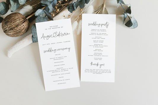 Angie Minimalist Wedding Program Template