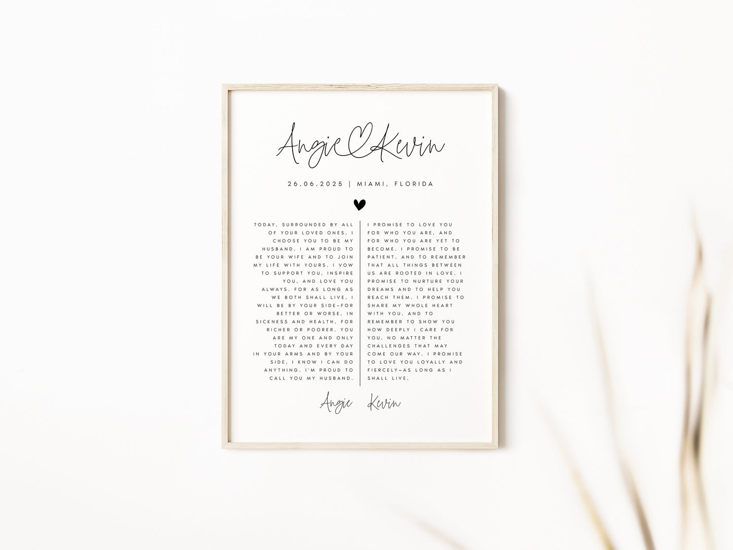 Angie Editable Wedding Vows Sign Template