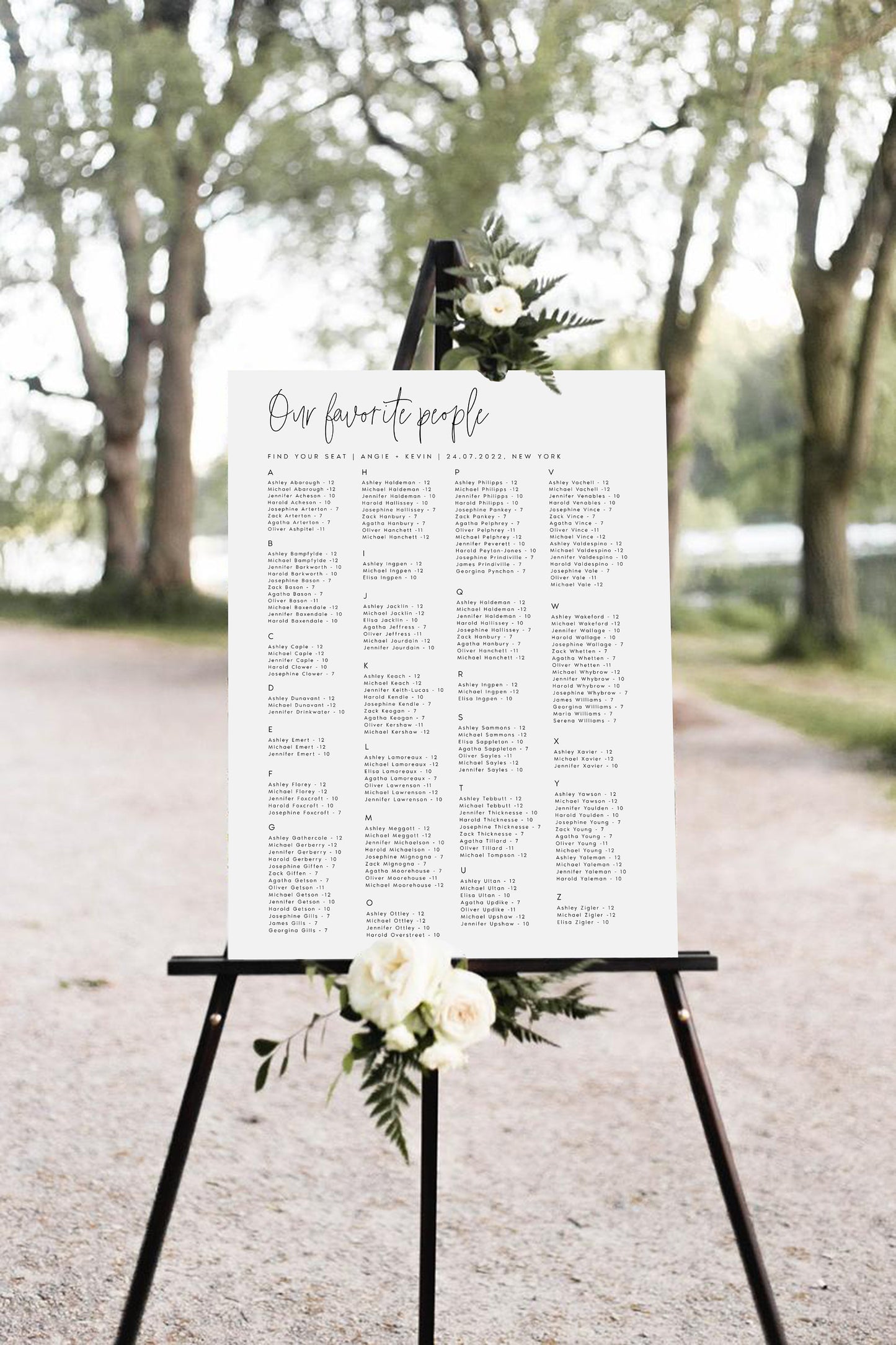 Angie Elegant Wedding Seating Chart Template