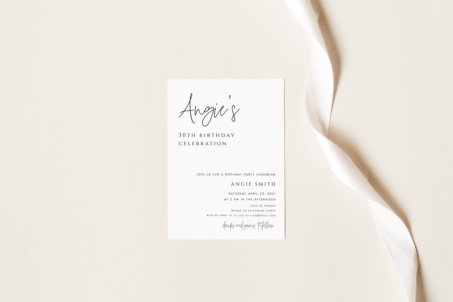 Angie Minimalist Birthday Party Invitation