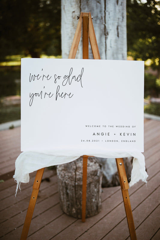 Angie We're So Glad You're Here Wedding Welcome Sign