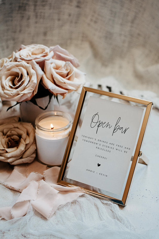 Angie Wedding Open Bar Sign Template