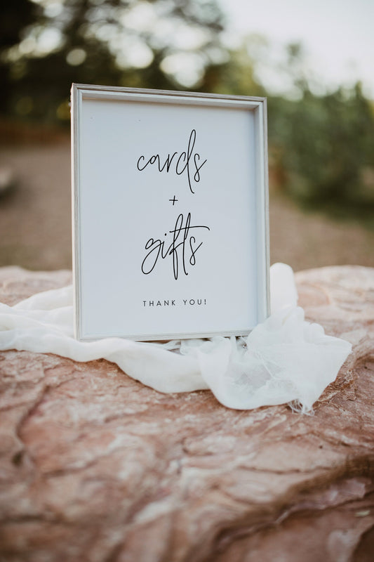 Angie Script Cards and Gifts Sign