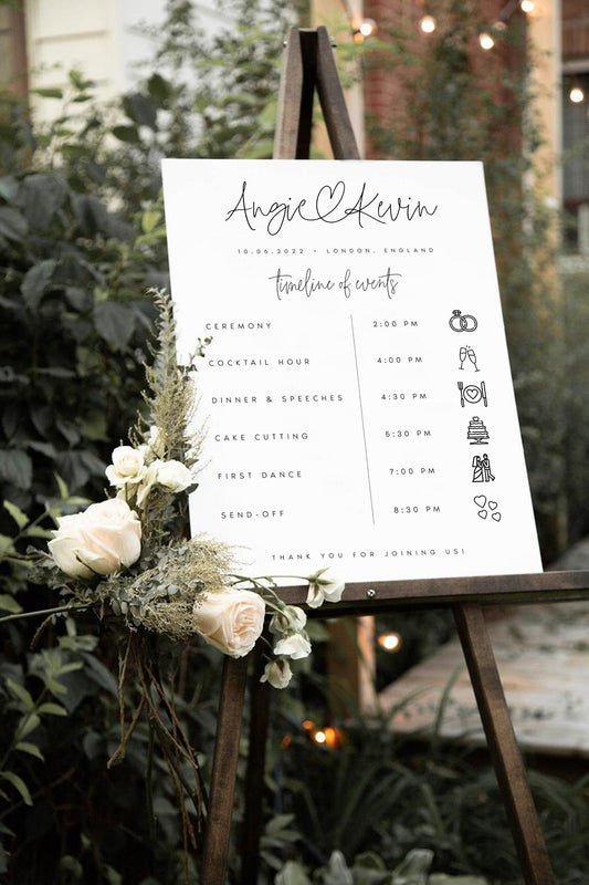 Angie Wedding Order of Events Timeline Sign Template