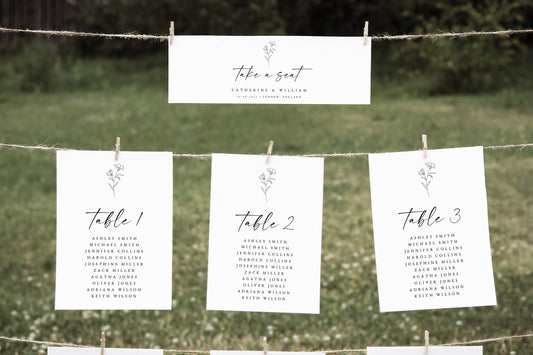 Catherine Botanical Wedding Seating Card Template