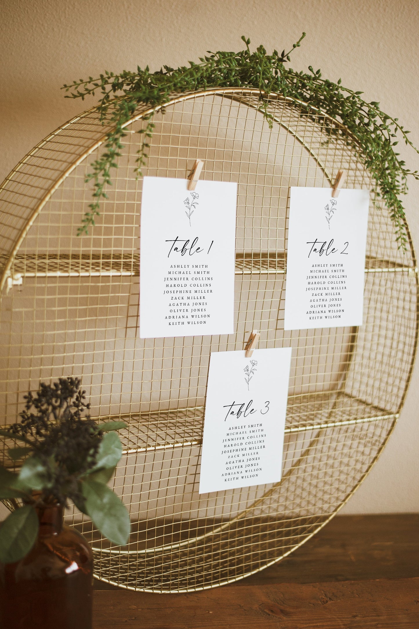 Catherine Botanical Wedding Seating Card Template