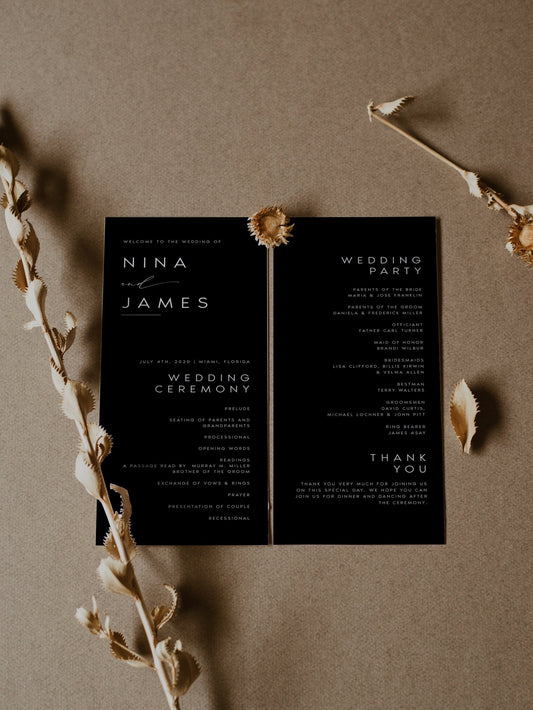 Nina Minimalist Wedding Program Template